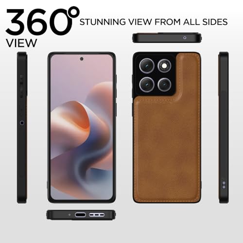 Image of Outlouders Back Cover for Motorola Moto G86 Power 5G | Full Camera Protection | Super Soft-Touch | Raised Edges | Flexible Pu Leather | Bumper Case (Brown)
