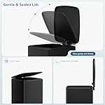 Arlopu Slim Square Trash Can, 8 Gal/30L Fingerprint-Proof Stainless Steel Step Garbage Bin, Soft-Close Lid & Removable Bucket for Kitchen, Office, Home (Black) - Image 4