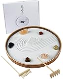 Japanese Zen Garden for Desk - Static Mountain 10" x 10" Desktop Mini Zen Garden with White Sand Art
