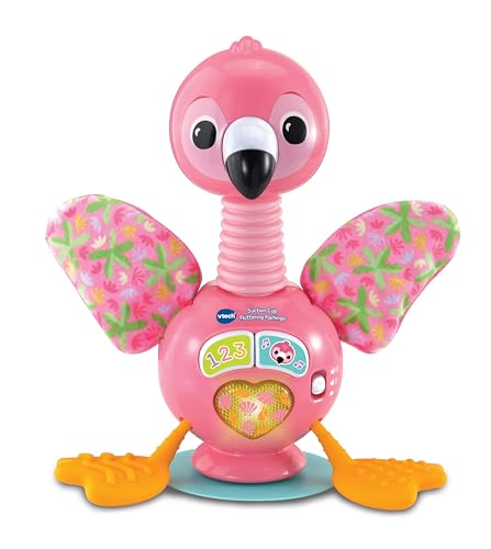 VTech Baby Suction Cup Fluttering Flamingo Baby Sensory Toy with Colours Numbers & Music Suction Cup Base Gift for Ages 6 9 12 Months+ English Version