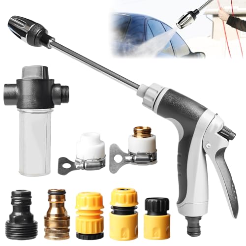 Pistola de agua de alta presión, Turbo Washer para manguera de jardín, pistola rociadora con mango, manguera de jardín de alta presión profesional para lavado de coches, riego de jardín