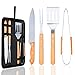 Produktbild EKKONG Edelstahl Grillbesteck Set mit Holzgriff, 4PCS Tragbar Grillset Grillzubehör mit Stofftasche - Grillmesser, Grillschaufel, Grillklammer, Grillgabel, für Camping BBQ Freien, Geschenk für Männer