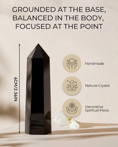 Image of Natural Healing Crystal Wand Set - 2.4-2.8 inch Polished Gemstone Point Obelisk - Obsidian Hexagonal Towers for Reiki Energy, Chakra Balancing, Meditation & Home Office Decor - Spiritual Gifts for Women