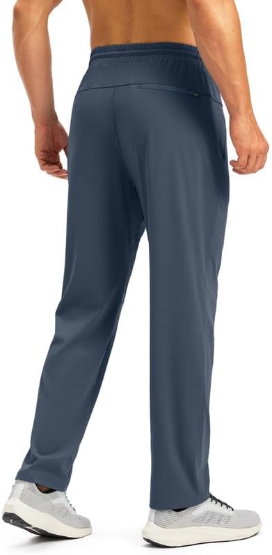 Pudolla Men's Athletic Pants with Zipper Pockets Stretch Workout Sweatpants Lightweight Running Joggers for Men - Image 2