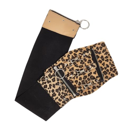 Women's Elastic Leopards Print Wide Belts Vintage Stretchy PU Belt Retro Fashion Cinch Belts for Jeans Dresses2