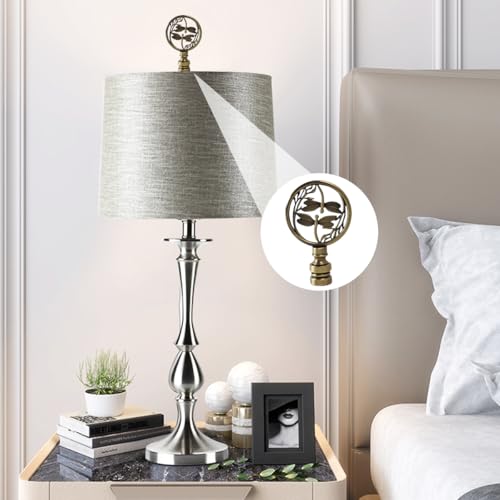 Image of 4Pcs Lamp Finials,Antique Bronze Double Threaded Pineapple Lamp Finial & Double Dragonflies Openwork Lamp Finials,Brass Lamp Finial with Antique Bronze Ten-Thousand Character Lamp Finials Decorative