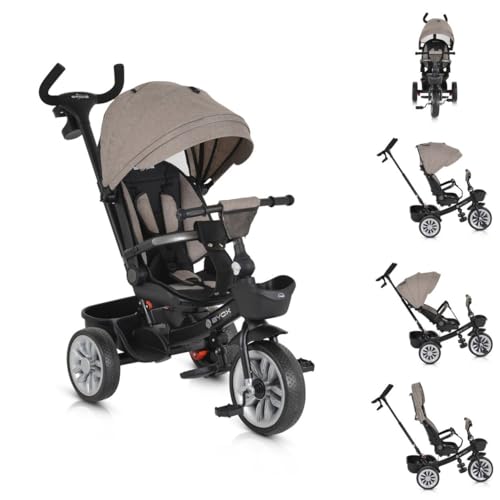 Byox Triciclo Space 3 en 1 Triciclo portavasos, Cesta, asa de Empuje, Ruedas EVA, Colores:Beige