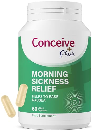 Conceive Plus Morning Sickness Relief - Pure Dried Ginger Powder - Nausea, Motion, and Stomach Discomfort Relief for Pregnancy - Essential for Expecting Moms - Non-GMO - 60 Vegan Capsules
