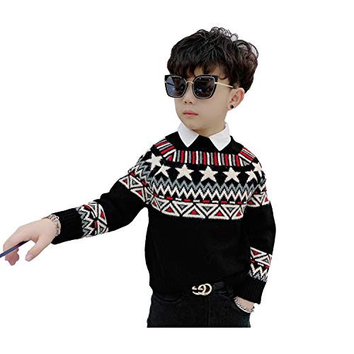 None/Brand Kids Boys Pullover Sweater Cashmere Long Sleeves Sweater Warm Cashmere for Children