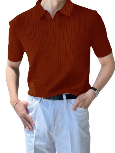 Image of DHRUVI Trendz Men's Cotton Blend Regular Fit Plain Casual Stylish Half Sleeve Polo T-Shirt