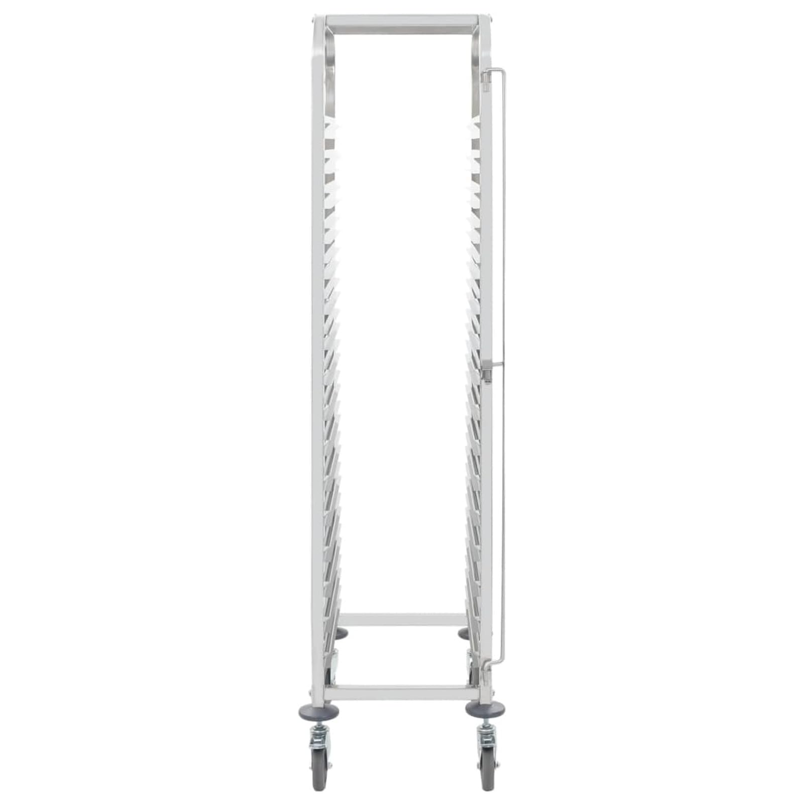 Carrello da Cucina per 16 Vassoi 38x55x163 cm in Acciaio Inox-Carrello di Servizio Cucina con Ruote Mobiletto,Credenza Portavivande Mobile in Legno e Metallo Moderno