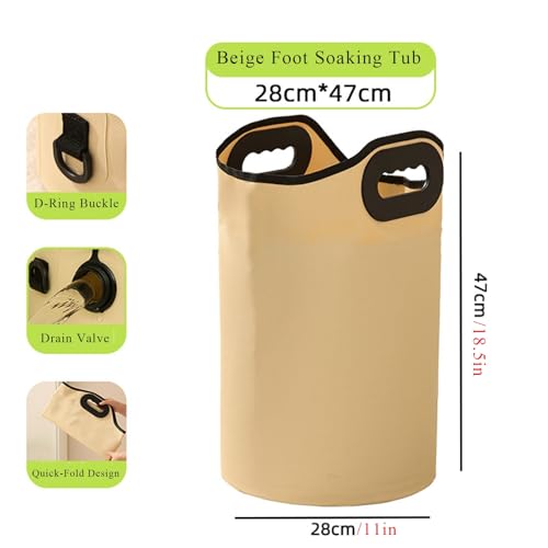 Tina Plegable para Remojo de Pies Portátil para Viajes Exterior Beige miniatura 5