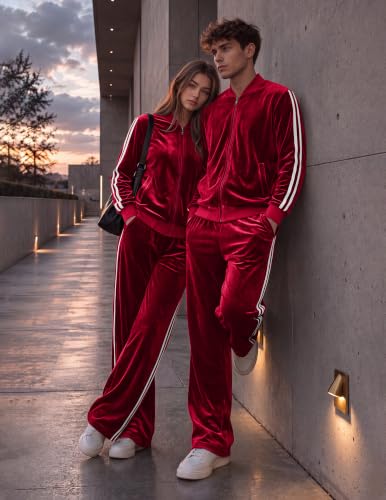 COOFANDY 80s Velour Tracksuit Men 2 Piece Set Sweatsuits Men Warm Up Suits - image 3