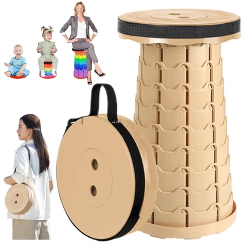 折りたたみ椅子 軽量 伸縮式 おりたたみいす アウトドアチェア 折り畳み式 キャンプ椅子 キャンプスツール 軽量 防水 持ち手付き 持ち運び釣り 観戦 花火大会 屋内 屋外用 高さ調整7-45cm 耐荷重250kg (カーキ)