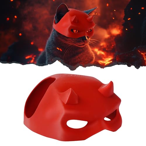 Yipintang Cat Bat Mask Halloween Costumes Accessories for Cats, Cat Bat Cosplay Apparel (Medium, Red Devil)