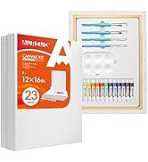 AUREUO Stretched Canvas for Painting 12x16 Inch/6 Pack Christmas Gift - 8 Oz Triple Primed 5/8 In...