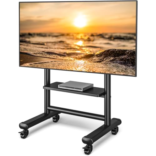 Image of Mobile TV Cart Rolling TV Stand with Wheels for 50-98 Inch TVs