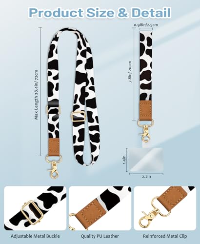 Image of Yonlevres Phone Lanyard Crossbody Strap Wrist Neck Adjustable Women Cow | Cell Phone Lanyard for Travel Cruise Daily, Hands-free, Fit Keys ID Badge, for Full-coverage Phone Case, Accessories, Gifts