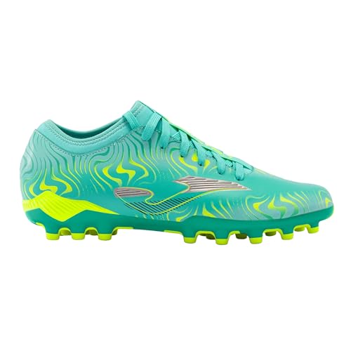 Joma - Football Boots Evolution Cup FG - Sizes: 9 - Professional Soccer Cleats - Microfiber Upper, Chrome Sole, Heel Reinforcement, and Sock-Like Fit - Colors: Turquoise Yellow