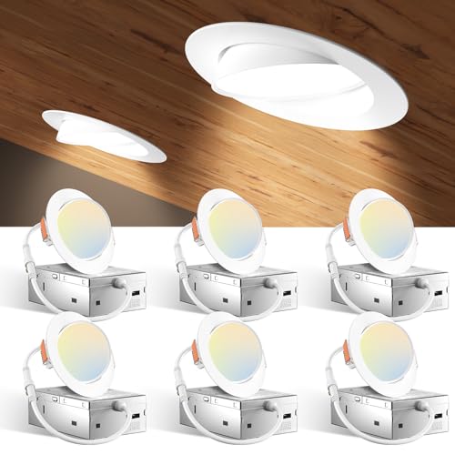 Amico 6 Pack 3 Inch 5CCT Gimbal LED Recessed Lighting,