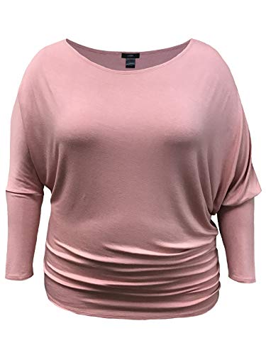 LEEBE Women's Plus Size Long Sleeve Off-Shoulder Top (1X-5X) (1X, Mauve)