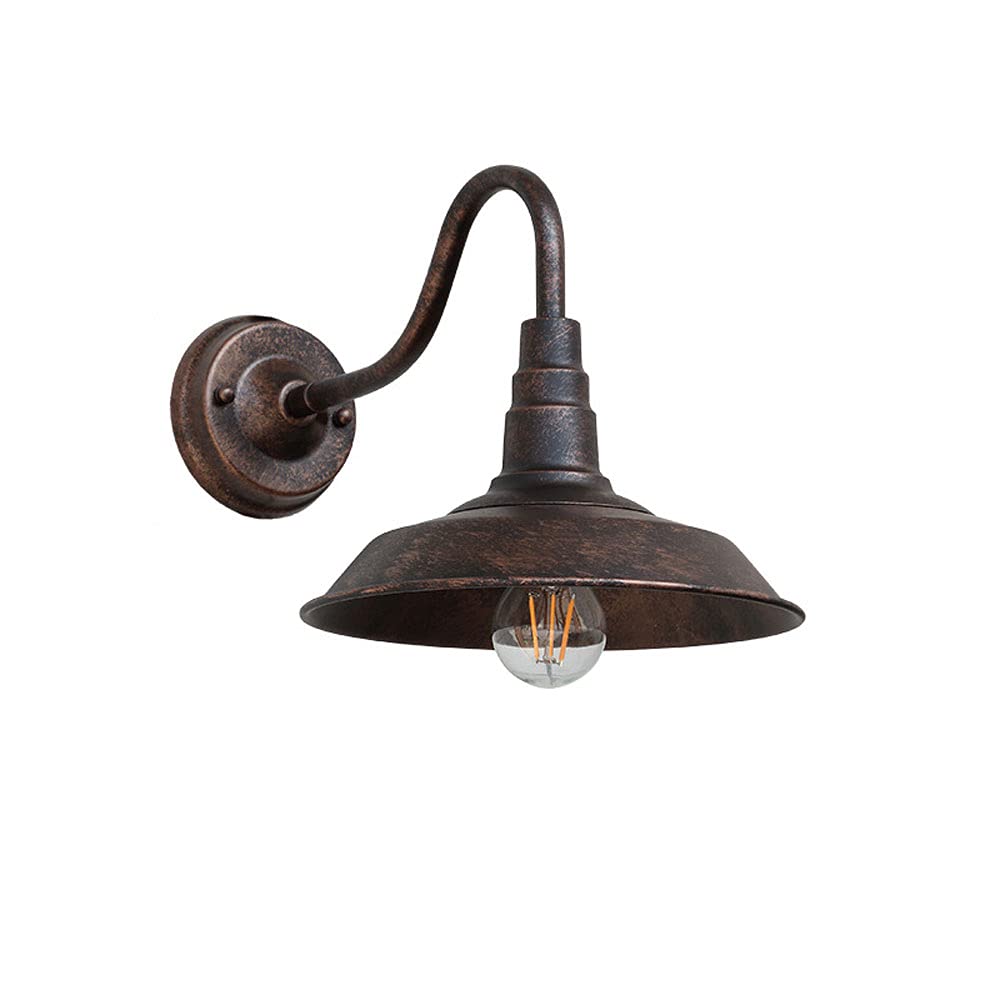 SXSCARKX American Retro Simple Gooseneck Barn Wall Sconce Outer Black and Inner White Lampshade Design Mount Light Waterproof Rustproof Outdoor Lamp for The Front Door Path Foyer