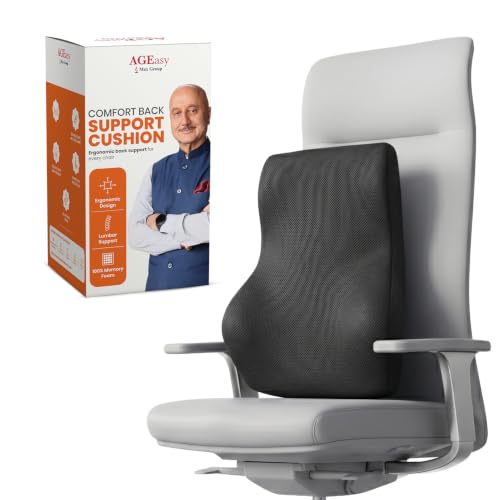 Image of AGEasy (Max Group Lumbar Back Support | Orthopedic Lumbar Support for Back Pain Relief | High Density Memory Foam (Black)