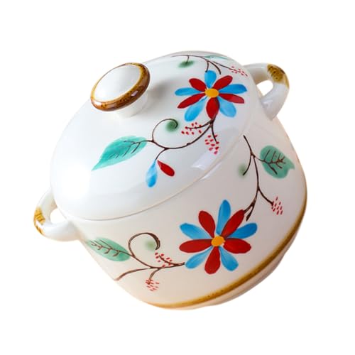 ANDRESLAD Contenitore in Ceramica per Condimenti Coperchio Mini Pentola per Stufato da Cucina 1000Ml per Uso Domestico Barattolo per Conservare Sale Utensili da Cucina Pratici