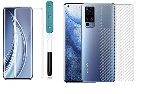 Front And Back Screen Protection [One Tempered Glass + One Back Screen Protector] Compatible For Vivo X60 Pro Plus (Full Screen Coverage Except Curved Edges)-Combo Pack