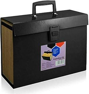 Almineez Large 18 Pocket A4 Expanding File Organiser Document Paper Folder Storage Holder with Snap Lock Clip & Carry Handle - Perfect for Home School Office Cabinet Letter Invoices (Black)