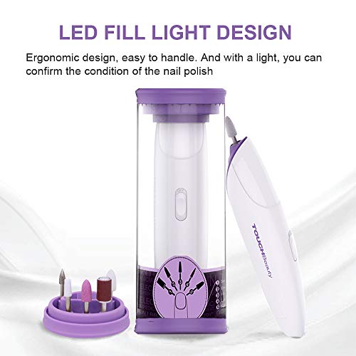 TOUCHBeauty Elektrische Nagelfeile Kabellos 5 in 1 Maniküre Set mit LED Licht Nagelfräser Nagelpuffer Polierer… – Bild 6