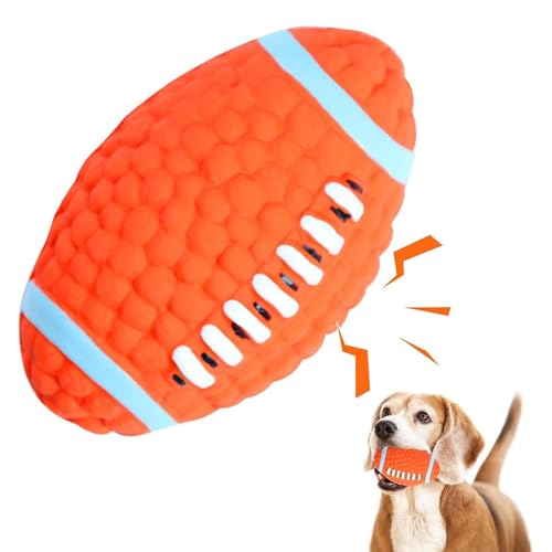 Image of Play Ball for Dogs and Pets |Durable Natural Rubber Squeaky Rugby Dog Toy Baseball|Chewing and Teething Toy for Dogs and Puppies (Orange)