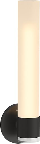 KOHLER Artifacts - Lámpara de tocador de baño, iluminación de una sola pared, pantalla de vidrio esmerilado, certificación UL, 1 luz, negro mate