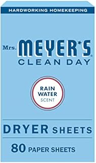 Mrs. Meyer's Dryer Sheets, Fabric Softener, Reduces Static, Cruelty Free Formula Infused with Essential Oils, Rain Water S...