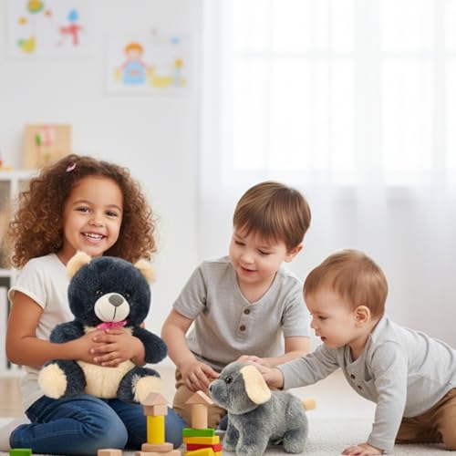 Image of Tabitha Stuffed Toys - Ultra Soft Plush Toy for Kids | Birthday Gifts for Kids and Girls | (Combo of 2 Toys 30 Cm Grey Teddy Bear & 25 Cm Grey Dog)