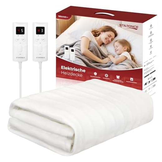 staronce Manta Electrica 160x140 cm, Calientacamas con 10 Niveles de Calor, Lavable en Lavadora y Apagado Automático, Incluye 2 Mandos a Distancia y Protección contra Sobrecargas.