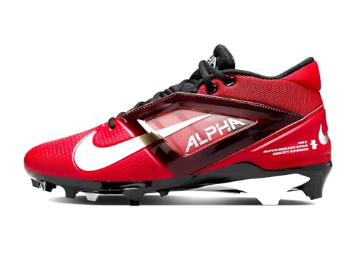 Nike Alpha Menace 4 Pro Football Cleats (FD7037-600, University Red/Metallic Silver/Team Red) Size 11