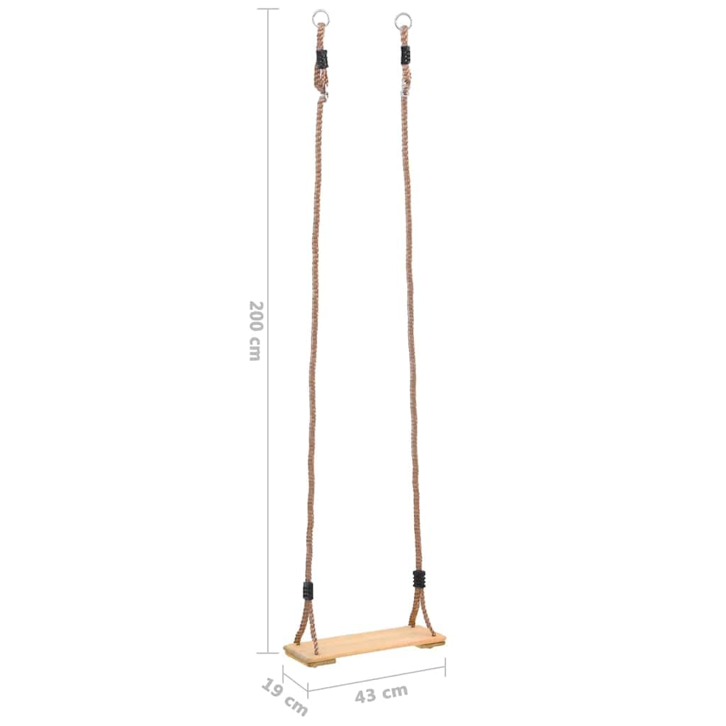 Huśtawka z litego drewna sosnowego, 200 cm, dla dzieci w ogrodzie, odporna na warunki atmosferyczne, rama zewnętrzna, regulowana wysokość liny, nadaje się do drzew, rusztowań wspinaczkowych