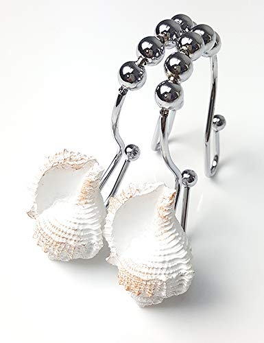 Ocean Decorative Shower Curtain Hooks Rust Proof,Stainless Steel Shower Curtain Rings With 5 Glide Rollers For Bathroom And Shower Set Of 12-Hook #TOP4