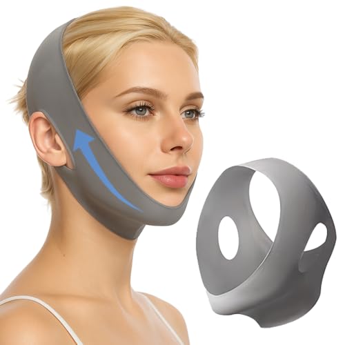XBFOCNH Masque Double Menton Amincissant,Réutilisable Masque En Forme De V,Ceinture de lifting facial,Ceinture Femme pour Affiner Le Contour & Éliminer le Double Menton
