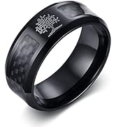 OIDEA Vintage roestvrij stalen bikerring voor heren, gesneden trouwring, verlovingsring, zwart, blauw, zilver, ringmaat 54 (17,2) tot 76 (24,2), Roestvrij staal, Geen edelsteen