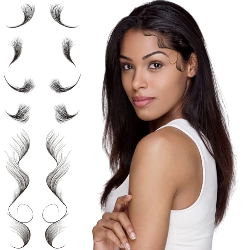 Hair Edges Tattoos Stickers Baby Hair Curly Hair Bang Fake Hairline Hair Edges Waterproof Stickers for Women Lasting Makeup Tool (2 PCS)