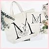 Sac Fourre-Tout en Toile avec Initiale Fleur, Personnalisés Sac Tote bag en Toile Coton Trousse de Maquillage, Idéal pour Mariage Anniversaire Noël, Cadeau pour Femmes Amis Maman Sœurs P #4