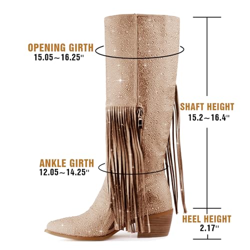 Rhinestone Cowboy Boots Fringe Knee High Cowgirl Boots Sparkly Cowboy Boots Glitter Sparkle Cowgirl Boots3