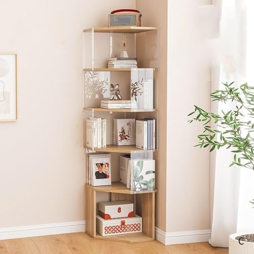 4-Tier Acrylic Corner Bookshelf - Durable Transparent Display Shelf for Living Room & Study, Stylish Multi-Purpose Storage Organizer, Space-Saving Home Decor Solution