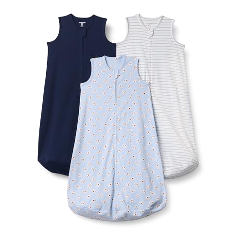 Image of Amazon Essentials Unisex Babies' Cotton Sleep Sack, Wearable Blanket, 0.5 TOG, Pack of 3