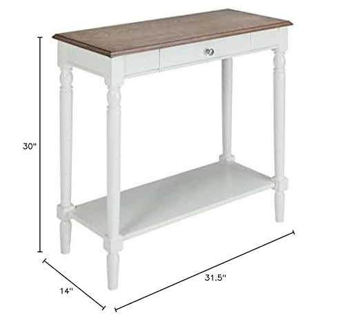 Convenience Concepts 6042188Dftw French Country Hall Table With Drawer And Shelf, Driftwood / White #TOP6