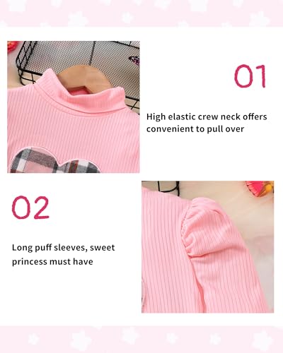 Image of Toddler Girl Clothes Fall Winter Girls Clothing Set Long Sleeve T-Shirt Tops & Plaid Mini Skirts Dress 2Pcs Outfits