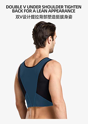 BaronHong Men's Body Shaper Chest Binder Flat Compression 3 Rows Clasp Bust Corset Vests4