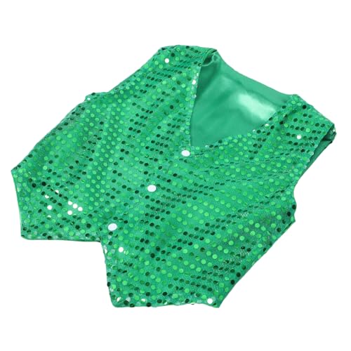 Boy Girl Sequin Vest V-neck Sleeveless Waistcoat for Jazz Dance and Festivals for Boys and Girls for
